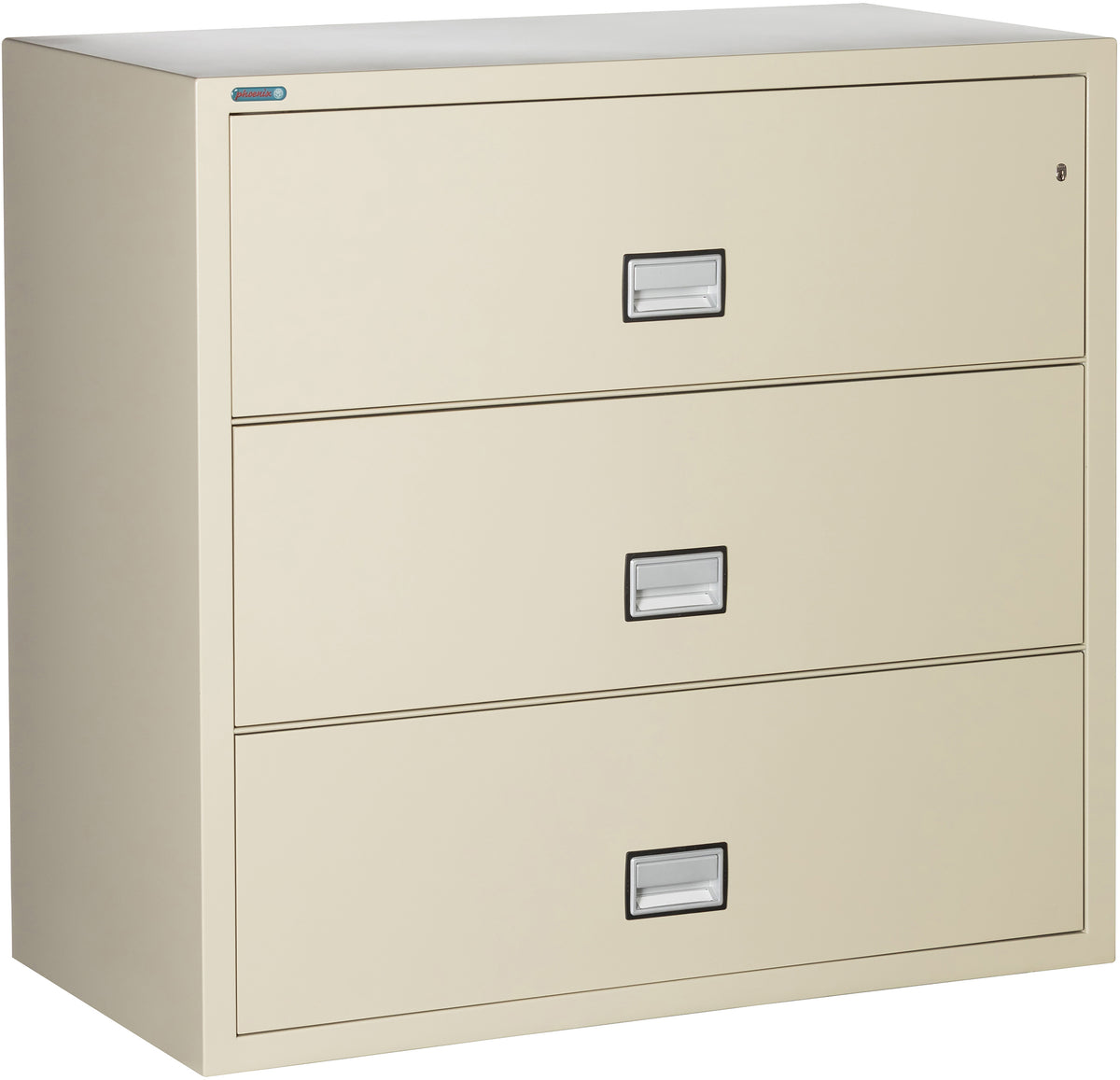 Phoenix Safe LAT3W44 44&quot; 3 Drawer Lateral Size Fire File Cabinet Putty