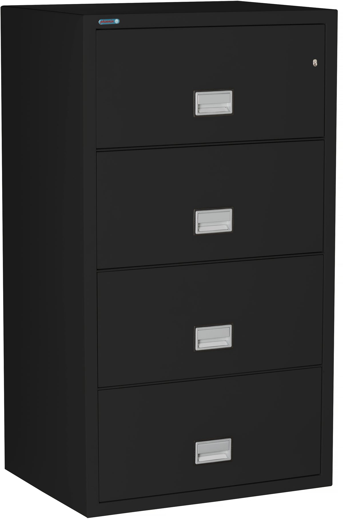 Phoenix Safe LAT4W31 31" 4 Drawer Lateral Size Fire File Cabinet Black