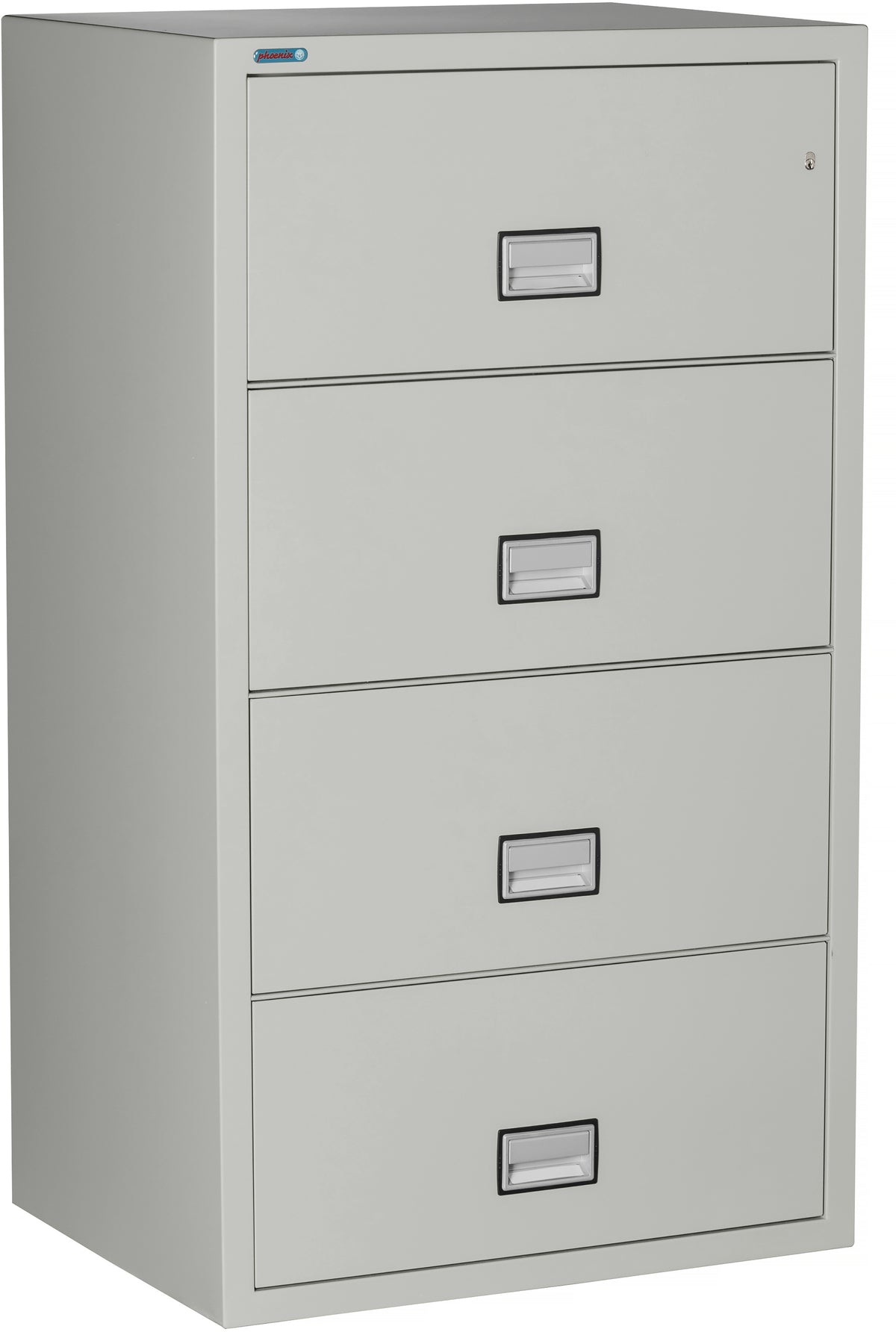 Phoenix Safe LAT4W31 31&quot; 4 Drawer Lateral Size Fire File Cabinet Light Gray