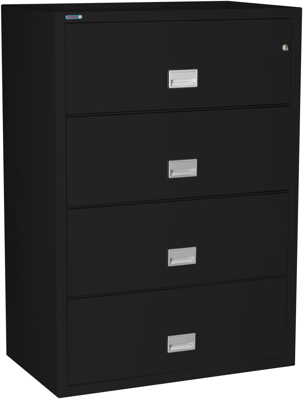 Phoenix Safe LAT4W38 38" 4 Drawer Lateral Size Fire File Cabinet Black