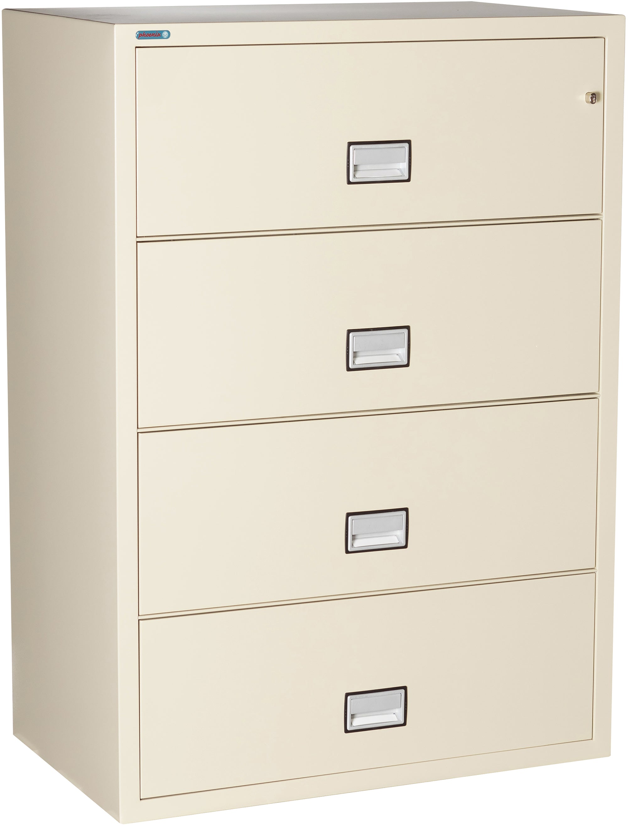 Phoenix Safe LAT4W38 38" 4 Drawer Lateral Size Fire File Cabinet Putty