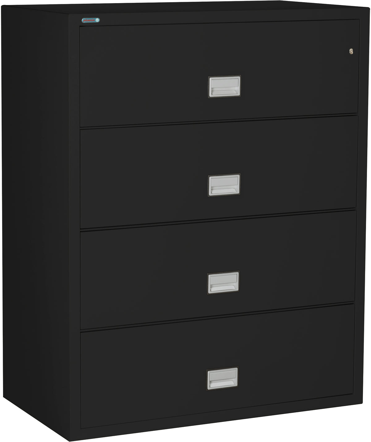 Phoenix Safe LAT4W44 44&quot; 4 Drawer Lateral Size Fire File Cabinet Black