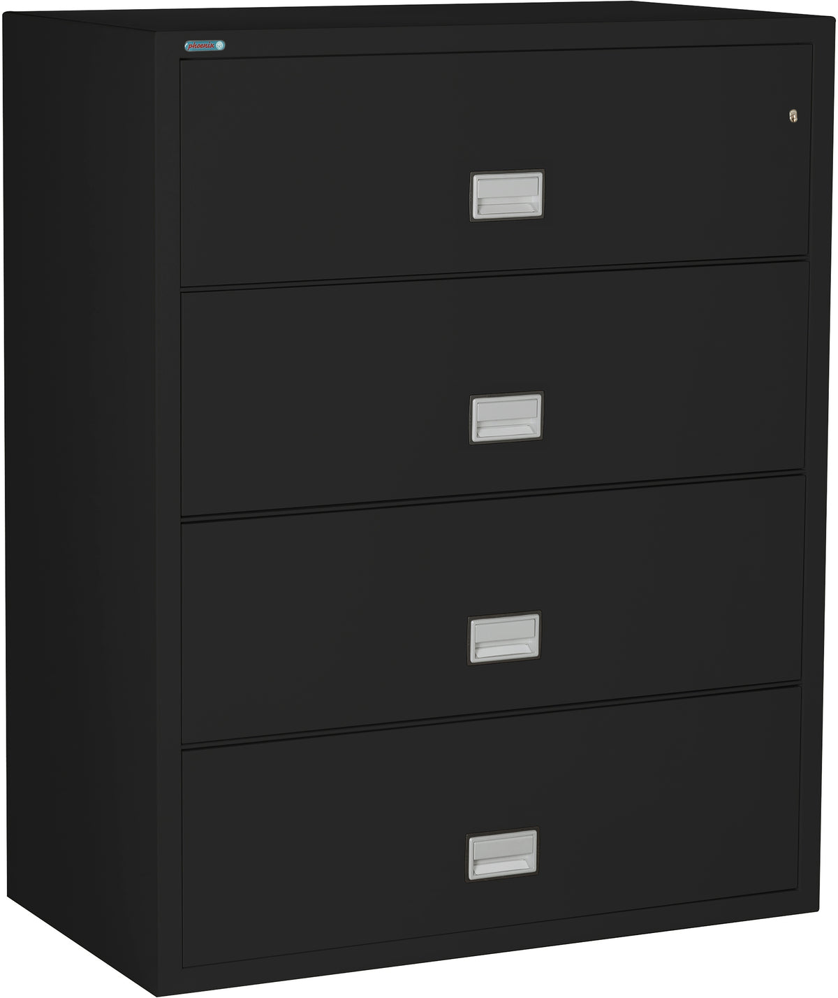 Phoenix Safe LAT4W44 44" 4 Drawer Lateral Size Fire File Cabinet Black