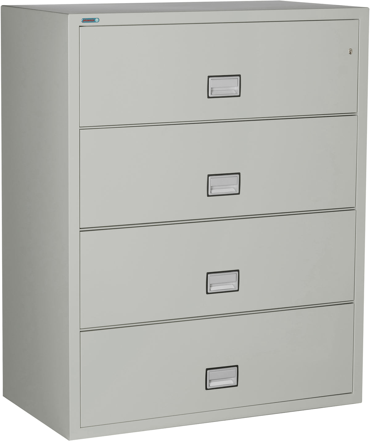 Phoenix Safe LAT4W44 44&quot; 4 Drawer Lateral Size Fire File Cabinet Light Gray