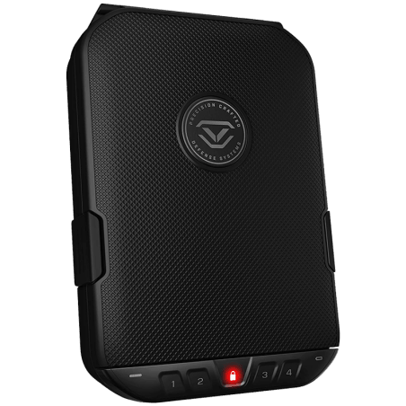 Vaultek LifePod 20 Essential portable handgun safe in Covert Black with Vaultek medallion and backlit touch keypad