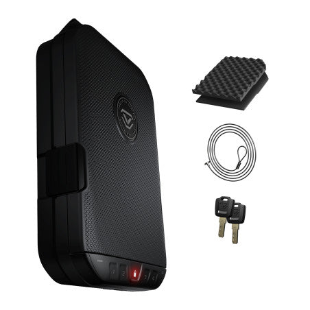 Vaultek LifePod 20 Essential with included interior foam padding, coiled steel security cable, and two manual backup keys