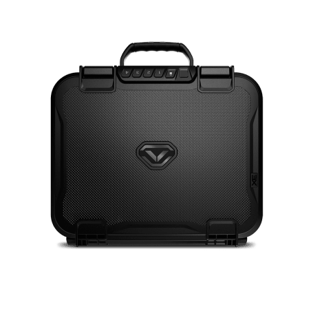 Vaultek LifePod XE Special Edition closed in Covert Black, front view with Smart Sense keypad and textured TP3 polymer finish