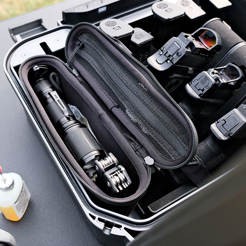 Vaultek Lifepod XR Weather Resistant Range Edition Firearm Case Closeup Of Handguns &amp; Accessories Inside