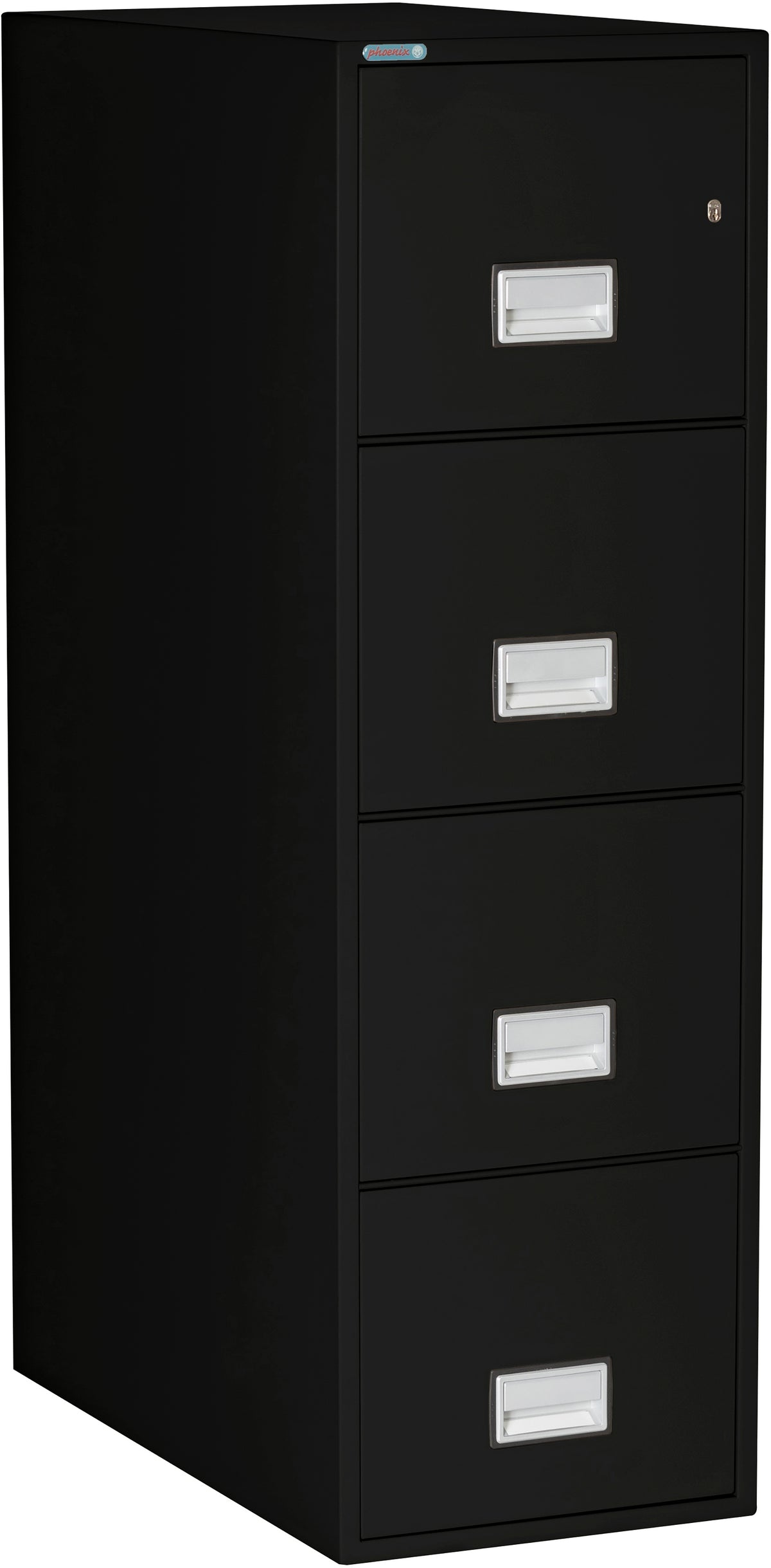 Phoenix Safe LTR4W31 31" 4 Drawer Letter Vertical Fire File Cabinet Black