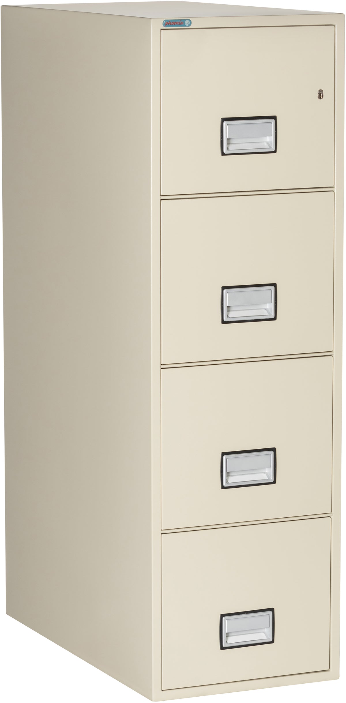 Phoenix Safe LTR4W31 31&quot; 4 Drawer Letter Vertical Fire File Cabinet Putty