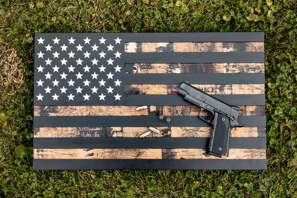 Tactical Traps The 1791 Whiskey Barrel Flag - Special Edition IN Grass with Handgun 