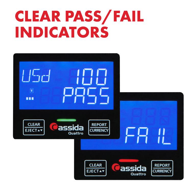 Cassida Quattro All-Orientation Automatic Counterfeit Detector with Rechargeable Battery Clear Pass/Fail Indicators