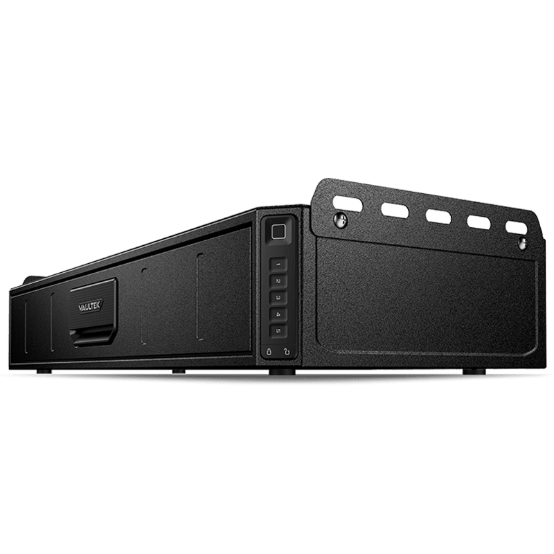 Vaultek SLV200i RS Vehicle Slider biometric safe in Covert Black with 5-digit keypad and side rail plates