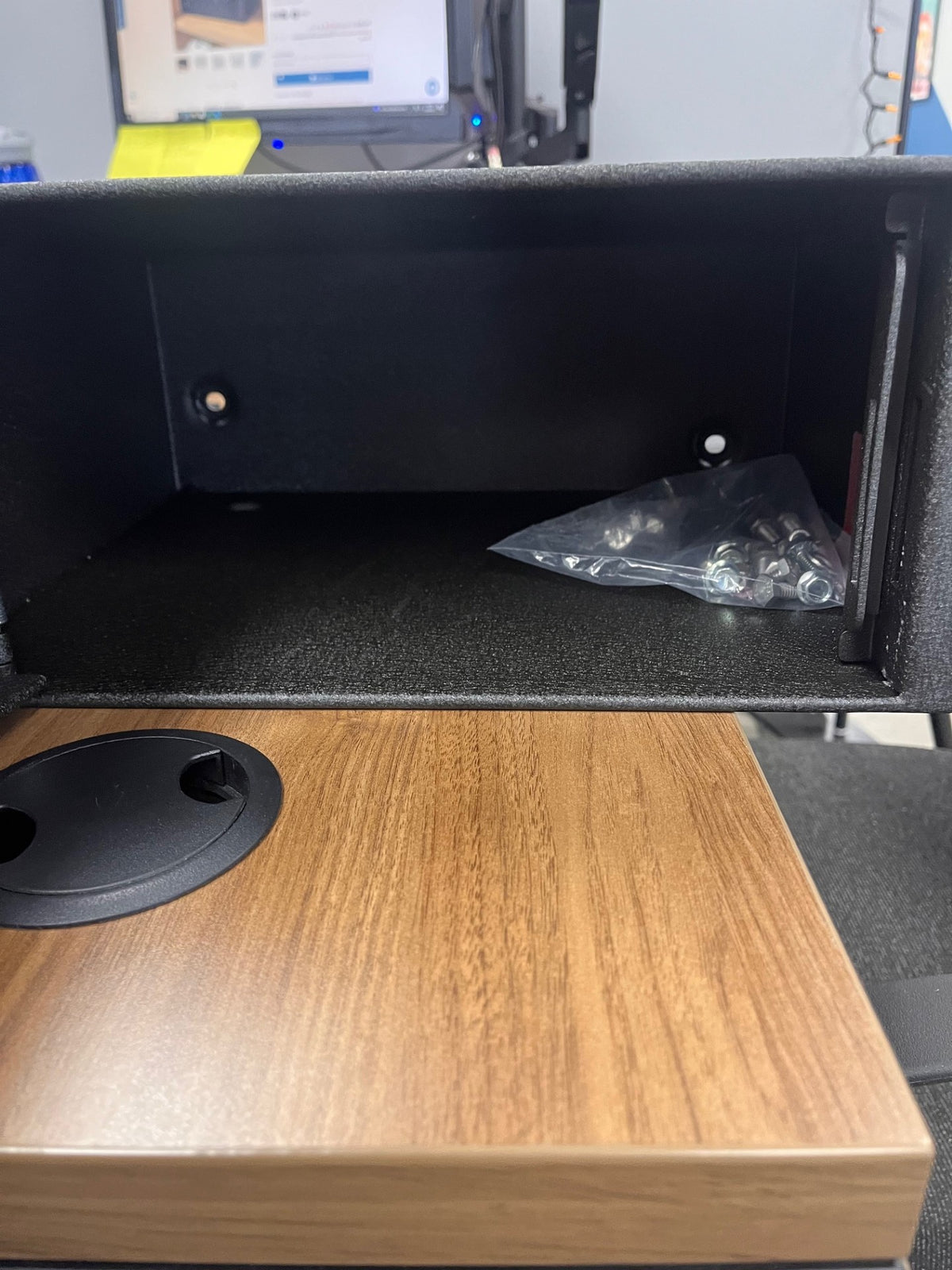 close-up of the inside of the safe.