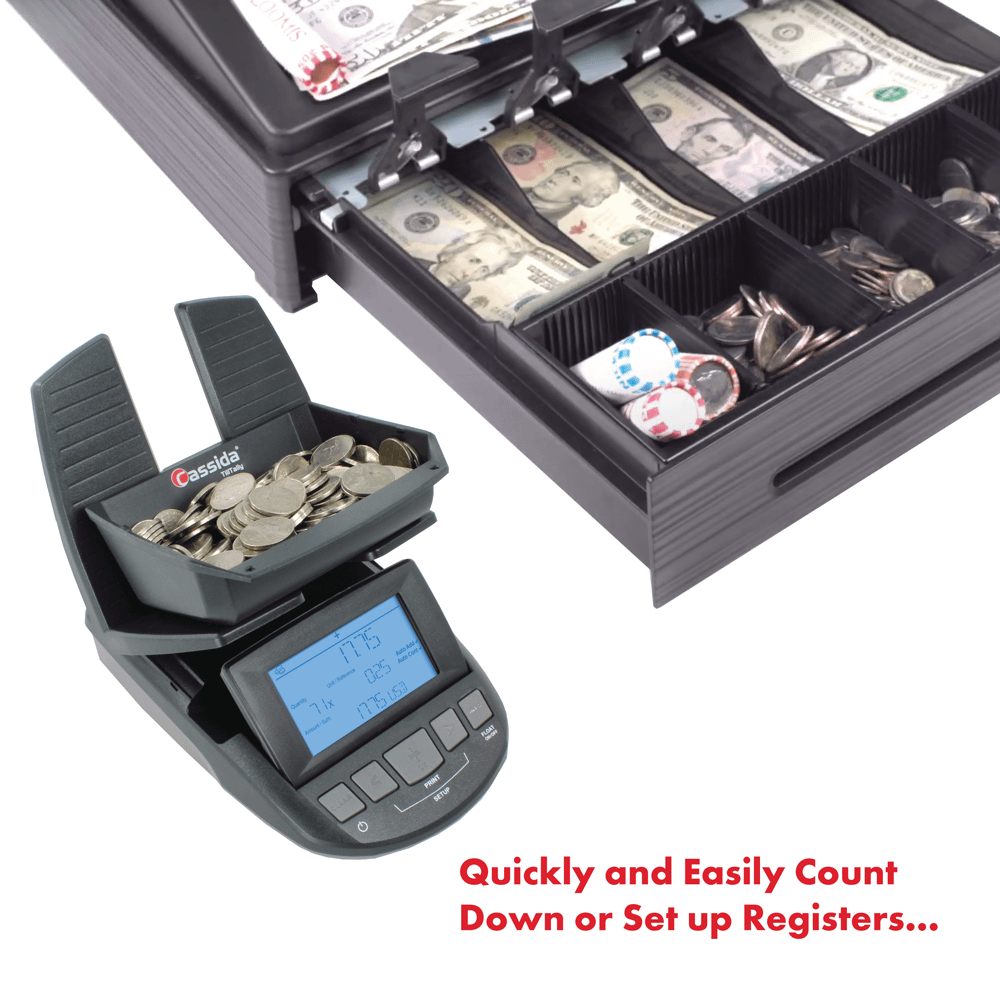 Cassida TillTally Professional Bill & Coin Counting Scale Count Down or Set up Registers