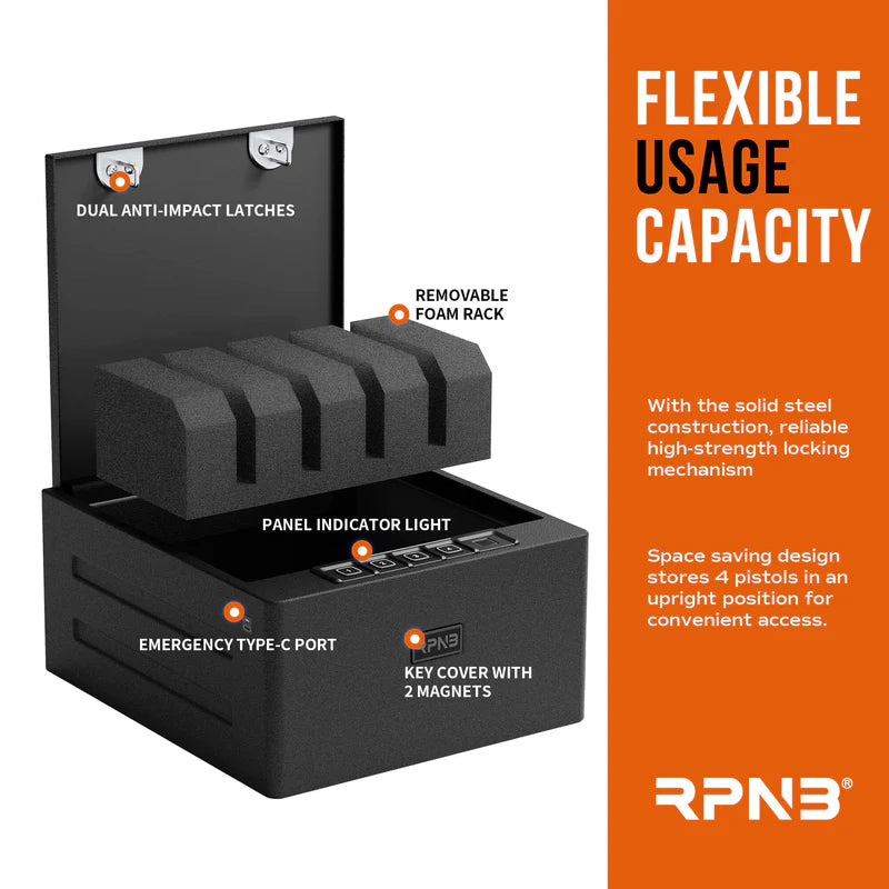 RPNB RP2016 Biometric High Capacity Four Handgun Safe Flexible Usage Capacity