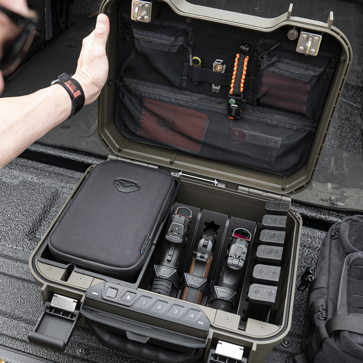 Vaultek Lifepod XTSi Special Edition High Capacity Weather Resistant Firearm Case Open