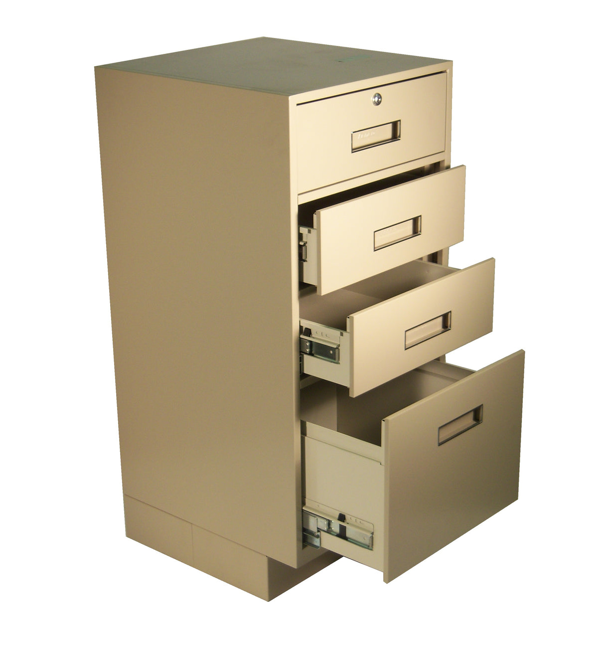 Fenco F-212 Pedestal Unit with 3 Box Drawers and 1 Legal Drawer Open