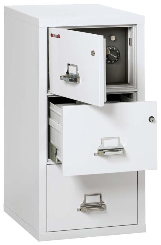 FireKing 3-2131-CSF 3 Drawer Legal Safe In A Fire File Cabinet Ivory White Top Door &amp; Second Drawer Open Empty