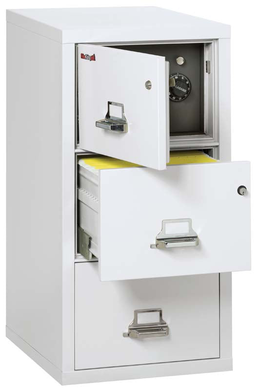 FireKing 3-2131-CSF 3 Drawer Legal Safe In A Fire File Cabinet Ivory White Top Door &amp; Second Drawer Open