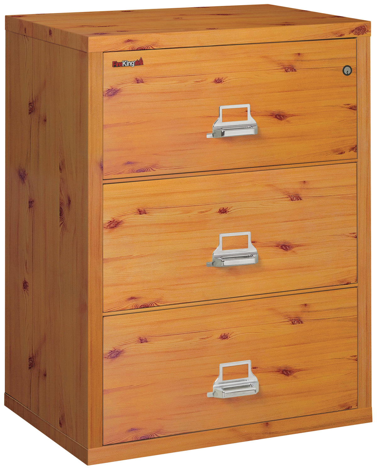 FireKing 3-3122-C Premium Designer Three Drawer 31" W Lateral Fire File Cabinet Knotty Pine