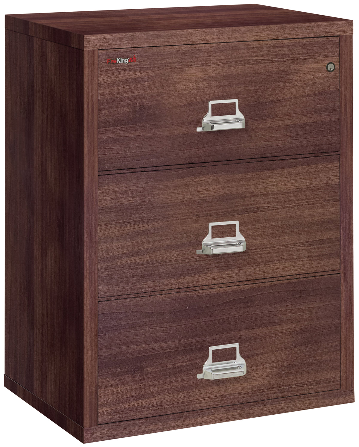 FireKing 3-3122-C Premium Designer Three Drawer 31" W Lateral Fire File Cabinet Light Walnut