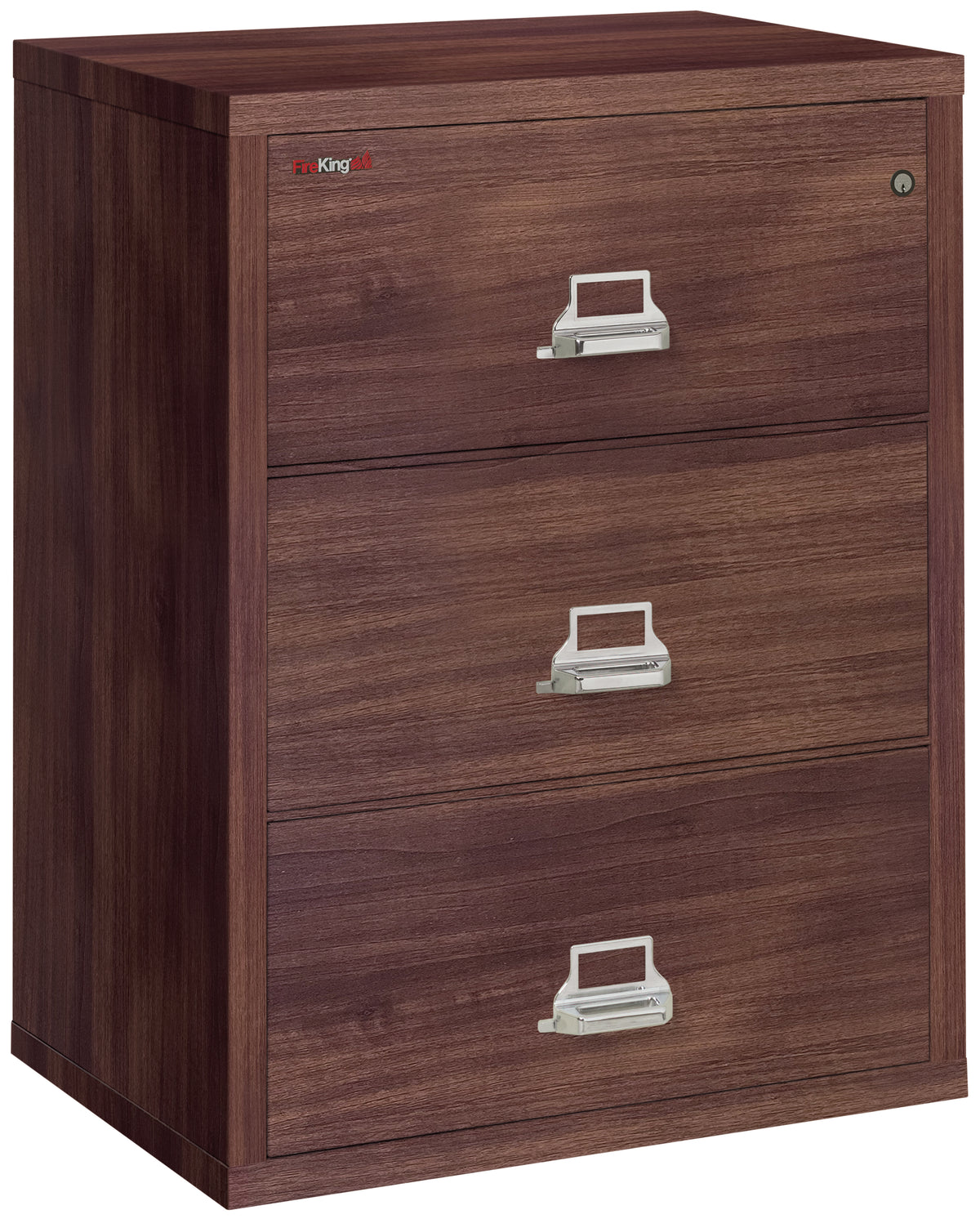 FireKing 3-3122-C Premium Designer Three Drawer 31&quot; W Lateral Fire File Cabinet Light Walnut