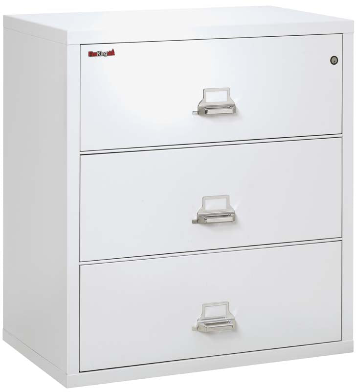 FireKing 3-3822-C Three Drawer 38" W Lateral Fire File Cabinet Arctic White