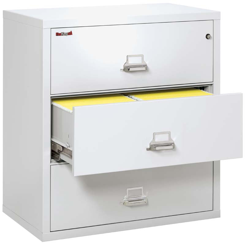 FireKing 3-3822-C Three Drawer 38" W Lateral Fire File Cabinet Arctic White