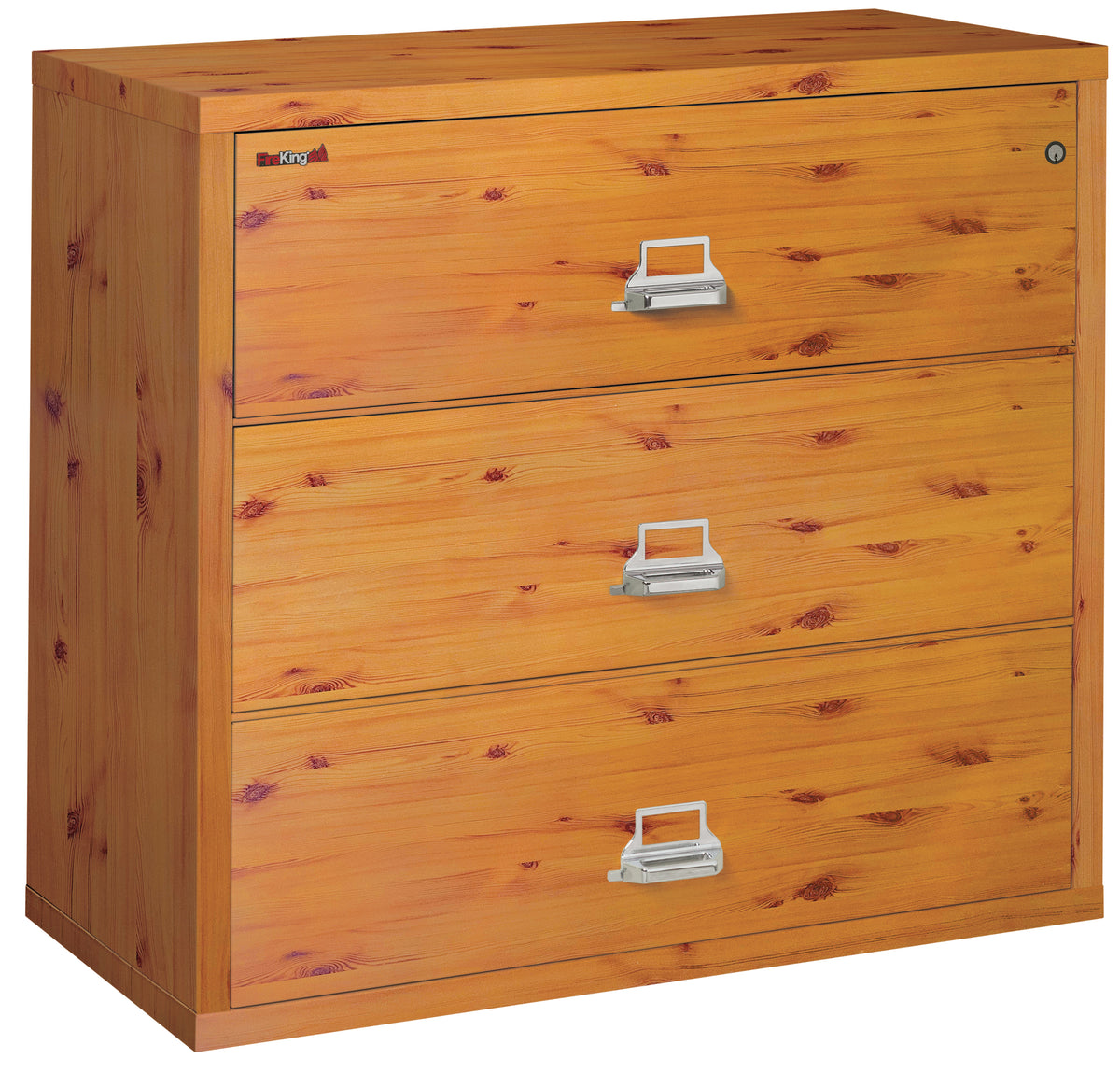 FireKing 3-4422-C Premium Designer Three Drawer 44&quot; W Lateral Fire File Cabinet Knotty Pine