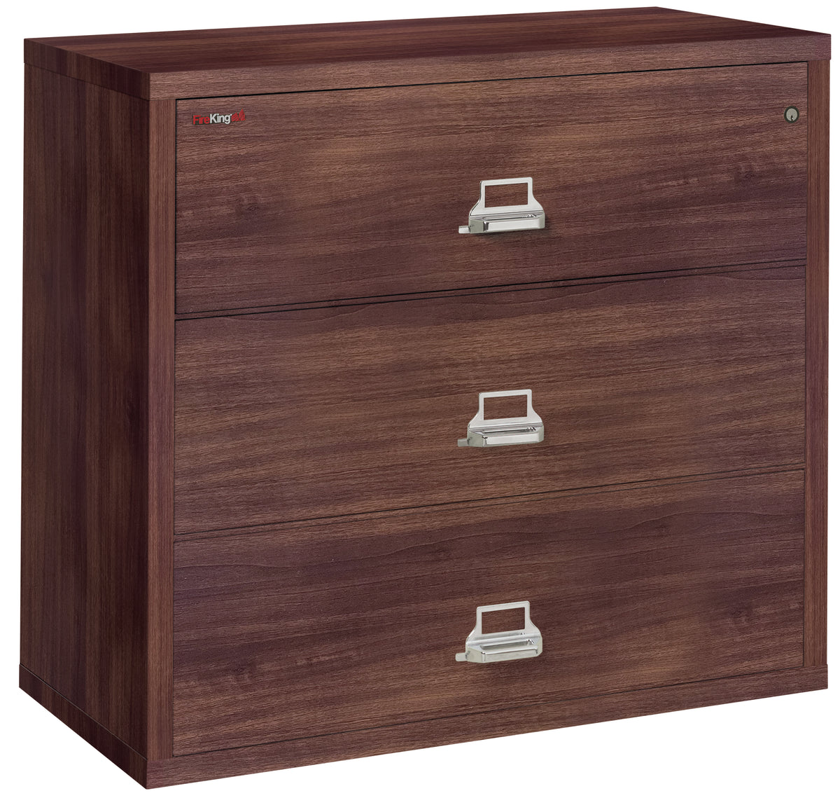 FireKing 3-4422-C Premium Designer Three Drawer 44&quot; W Lateral Fire File Cabinet Light Walnut