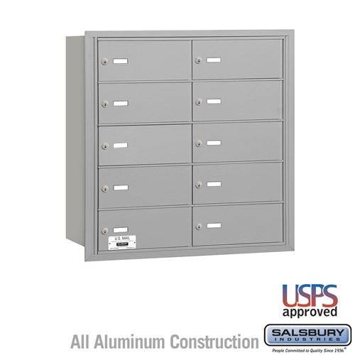 Salsbury 4B+ Horizontal Mailbox - 10 B Doors - Aluminum - Rear Loading - USPS Access