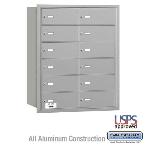 Salsbury 4B+ Horizontal Mailbox - 12 B Doors - Aluminum - Rear Loading - USPS Access