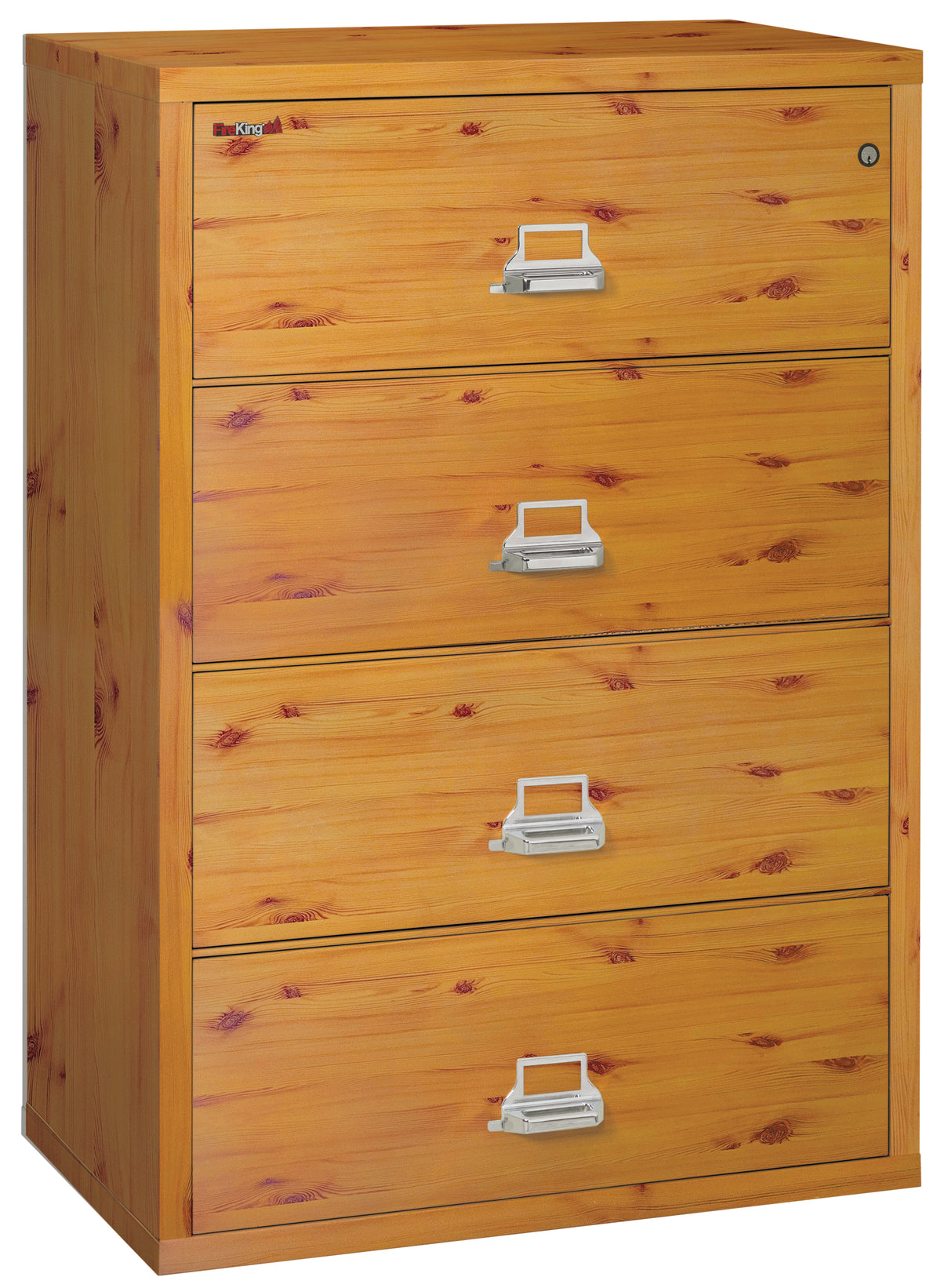 FireKing 4-3822-C Premium Designer Four Drawer 38&quot; W Lateral Fire File Cabinet Knotty Pine