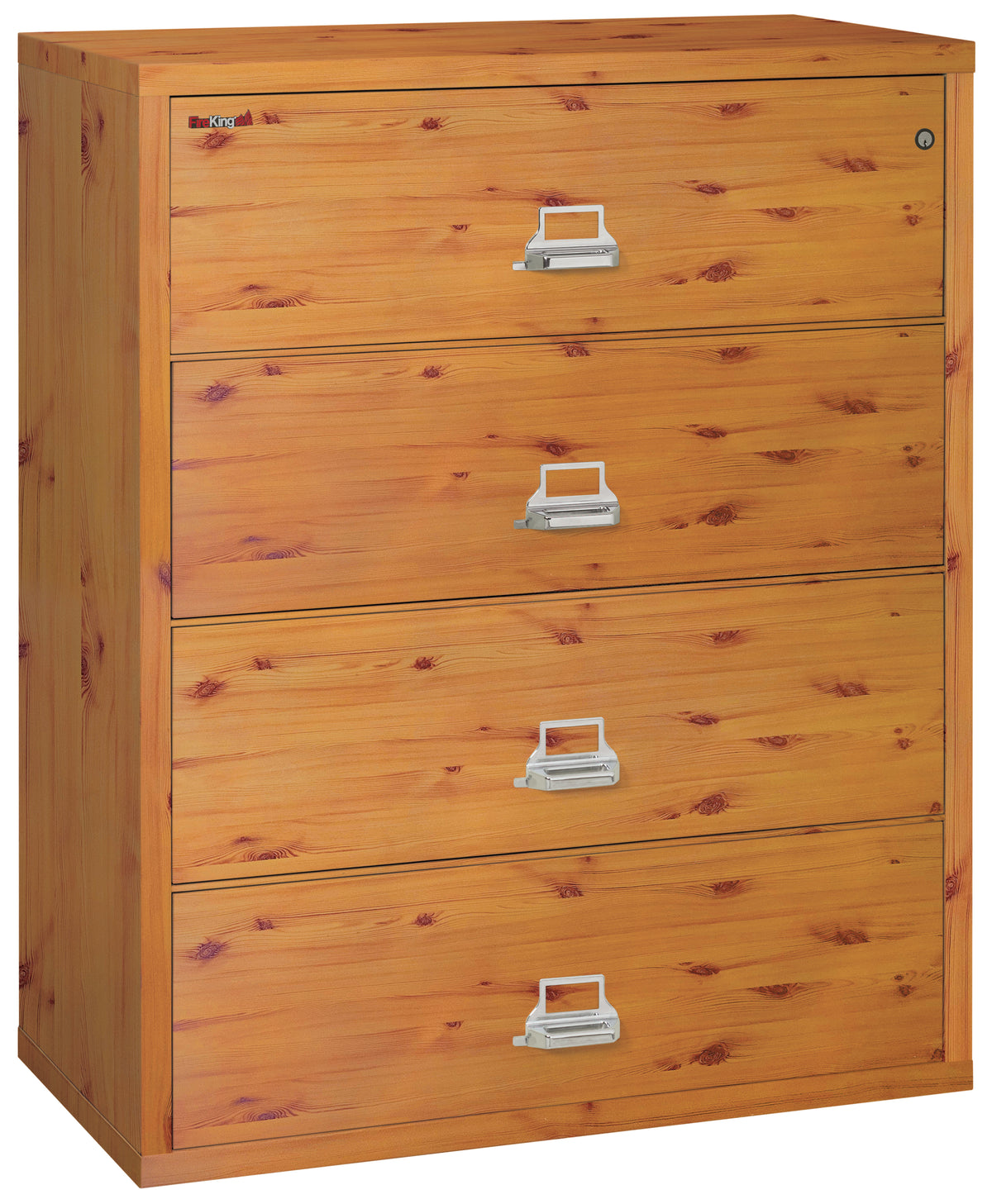 FireKing 4-4422-C Premium Designer Four Drawer 44&quot; W Lateral Fire File Cabinet Knotty Pine