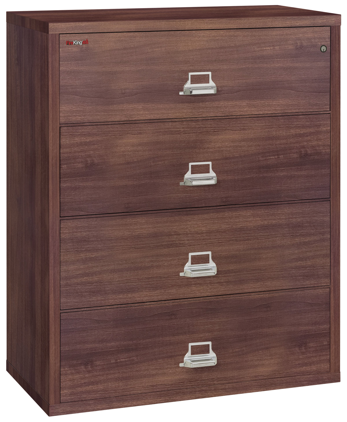 FireKing 4-4422-C Premium Designer Four Drawer 44&quot; W Lateral Fire File Cabinet Light Walnut