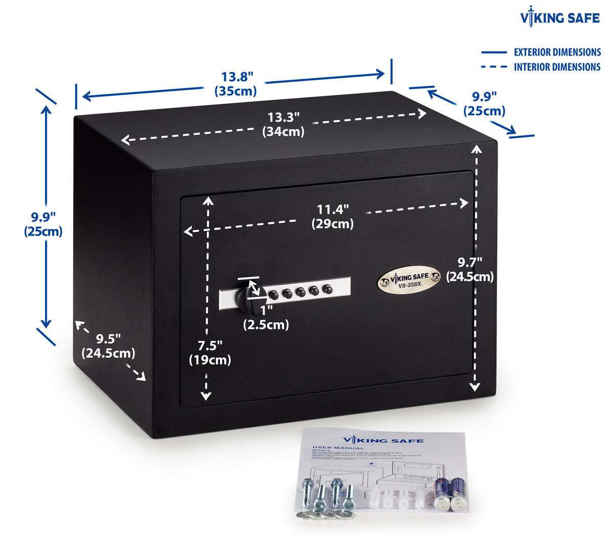 Viking VS-25SX Multi Handgun Safe with Simplex Lock Dimensions