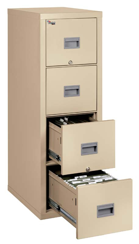 FireKing 4P1825-C 4 Drawer Patriot Vertical File Cabinet Parchment Bottom Drawers Open