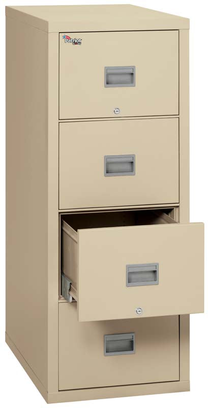 FireKing 4P1831-C 4 Drawer Patriot Vertical File Cabinet Parchment Third Drawer Open