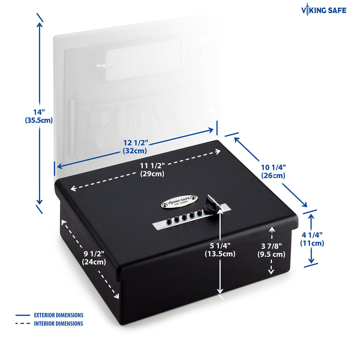 Viking VS-12SX Handgun Safe with Simplex Lock Dimensions