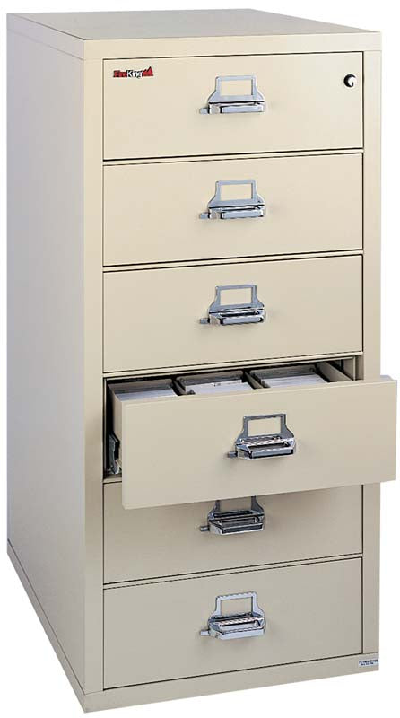FireKing 6-2552-C 6 Drawer Card-Check-Note Fireproof File Cabinet Drawer Open 