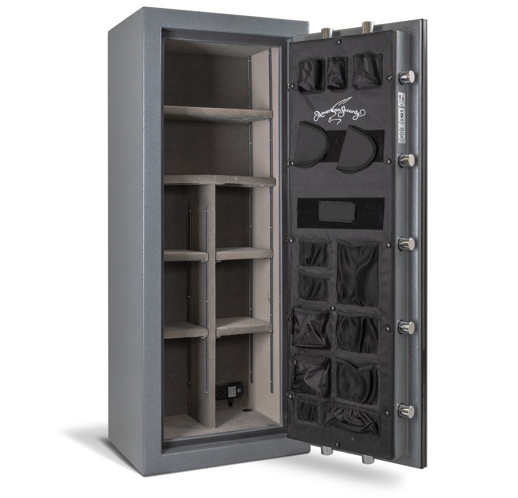 AMSEC NF5924 gun safe with door open and no contents. 