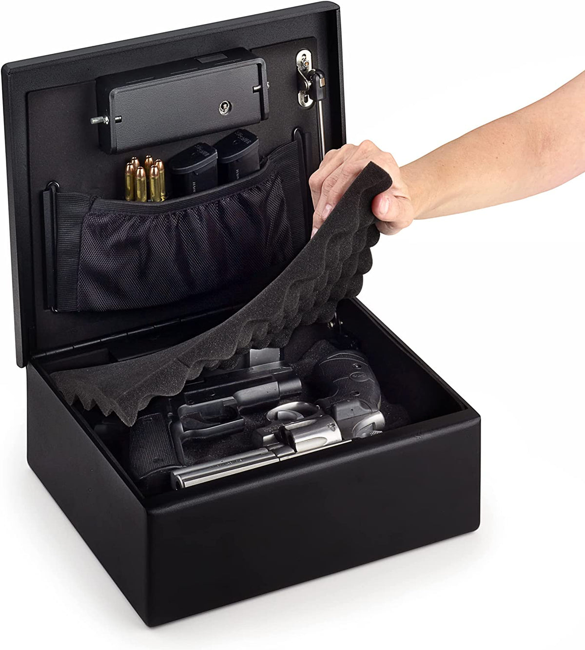 Viking VS-12LSX Handgun Safe with Simplex Lock Door Open Inside