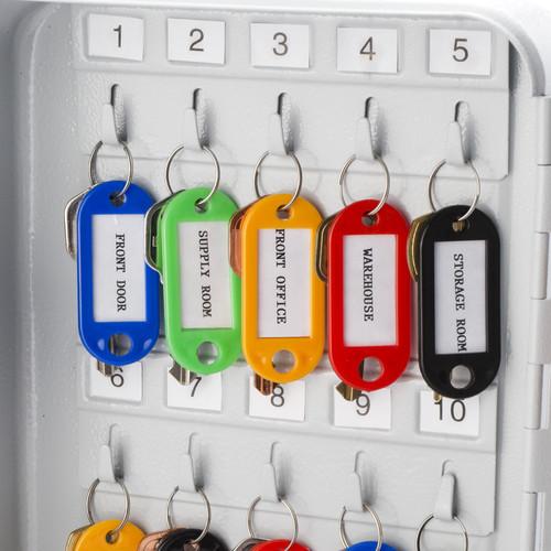 Barska CB12482 20 Keys Lock Box Grey Closeup of Colored Key Tags Showing Labels
