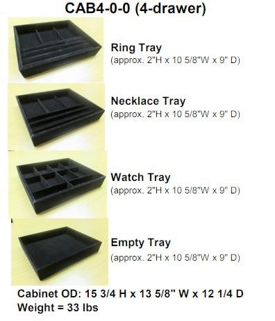 Accessories - Gardall CAB4-0-0 4 Drawer Jewelry Cabinet