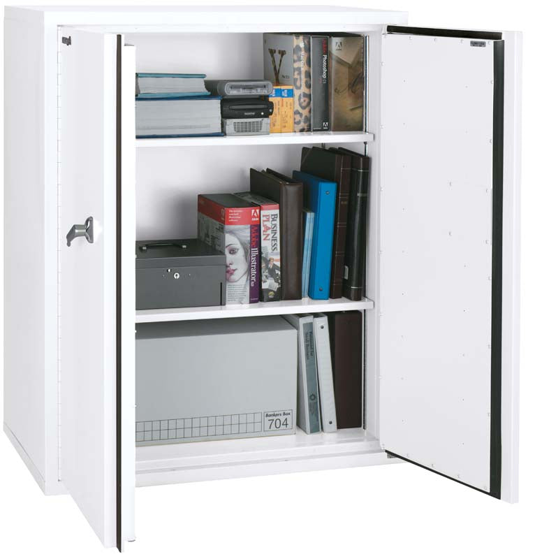 FireKing CF4436-D Secure Storage Cabinet Doors Open Arctic White Full
