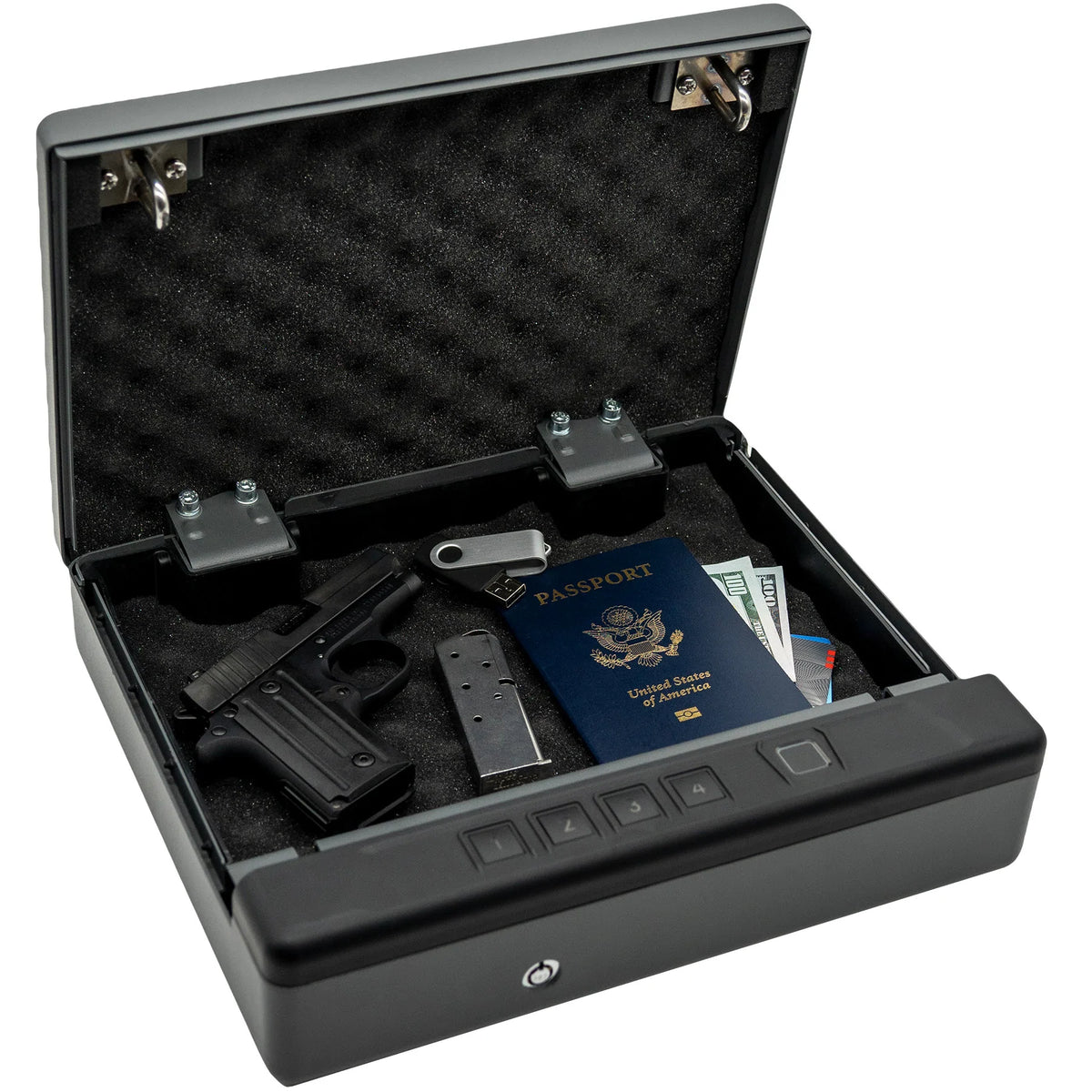 Liberty HDV-150X Biometric Handgun Vault Portable Pistol Safe Door Open Full