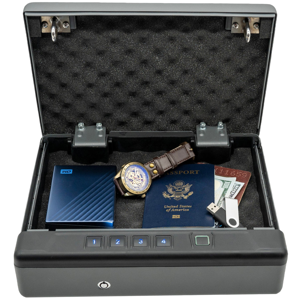 Liberty HDV-150X Biometric Handgun Vault Portable Pistol Safe Door Open Full 2