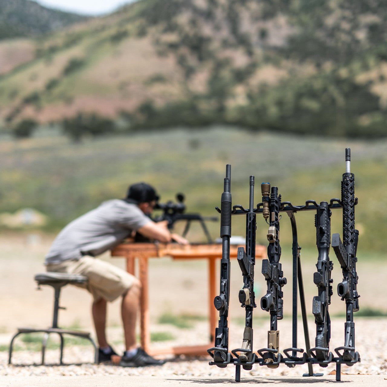 Foldable Gun Racks Hold Up Display Folding Metal Gun Rack for 6 Rifles HD39 - Safe and ...
