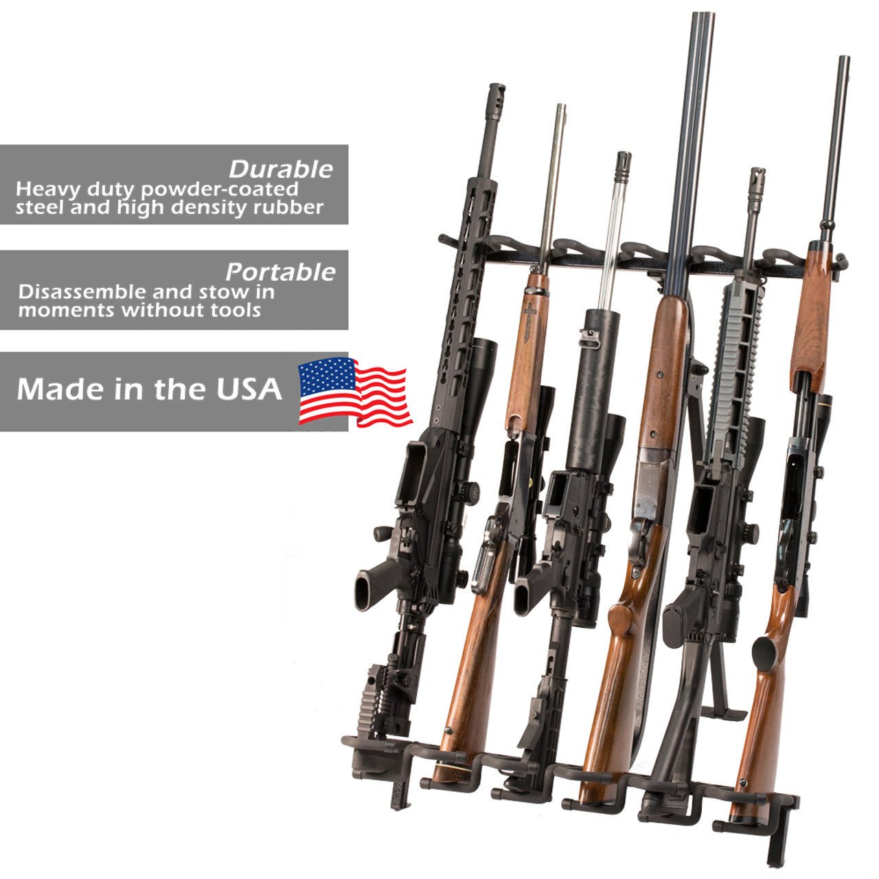 Hold Up Display Folding Metal Gun Rack for 6 Rifles HD39 - Safe and ...